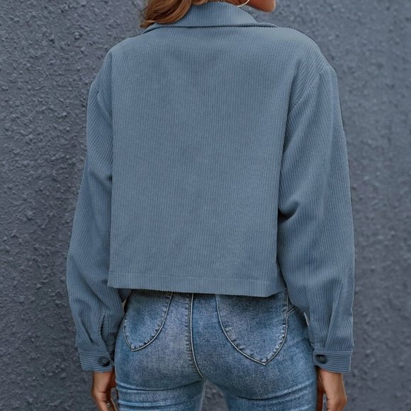 Corduroy trucker jacket shacket button up pocket - Picture 12 of 12